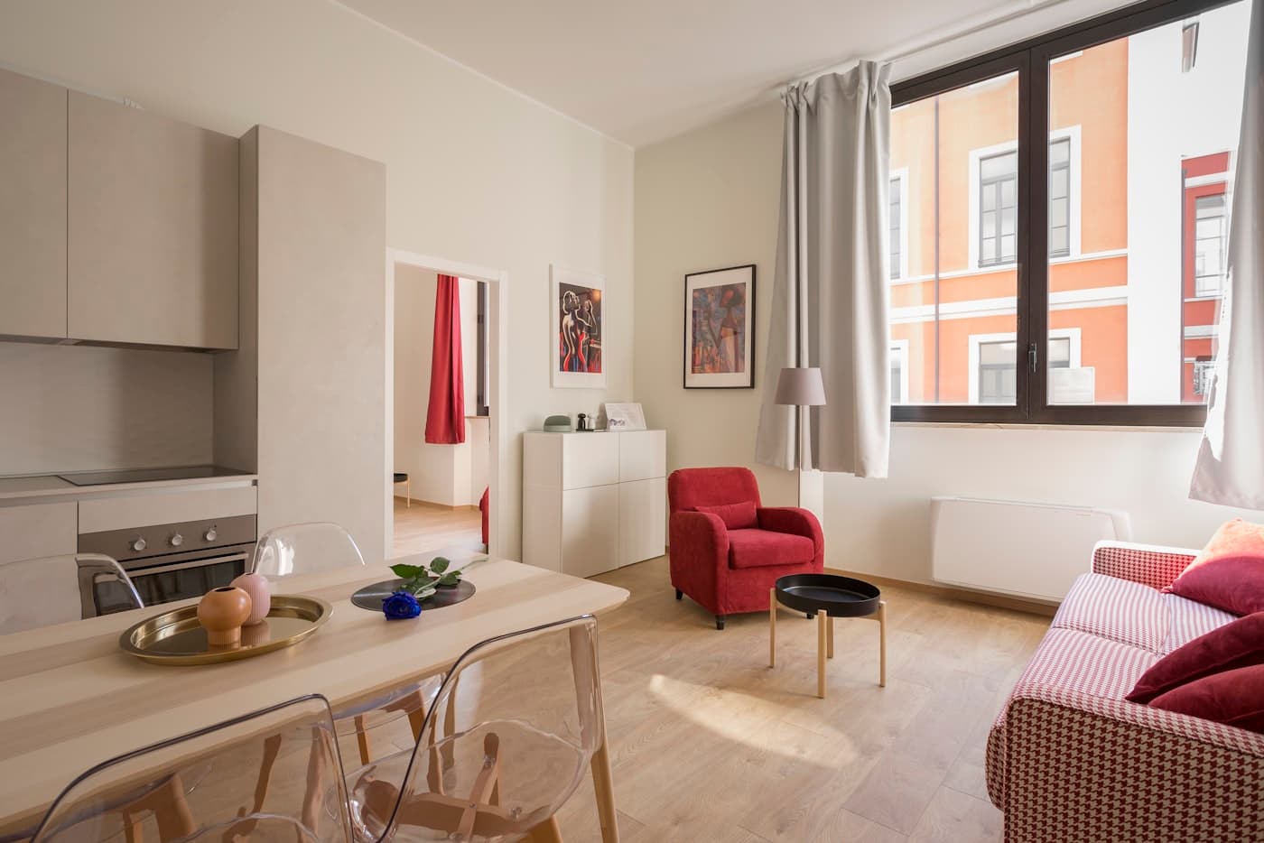 Furnished short-term rental living space